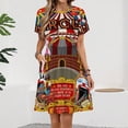 thumbnail image 2 of Carnival Circus Amusement Family Theme Park Dress Summer Street Style Dresses Female Short Sleeve Printed Sundress, 2 of 7