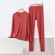 thumbnail image 2 of Conjunto de Ropa Interior Larga de Mujer Cuello en V Manga Larga Lencería Casual Ropa de Dormir Pajama Set Confort Suave, Lencería de Manga Larga para Mujeres, 2 of 5