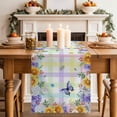 thumbnail image 2 of Table Runner - 72 Inch Long, Spring Wildflowers Kitchen Dining Table Runner Dresser Scarves, Watercolor Floral Leaf Colorful Plaid Farmhouse Decor for Coffee Tables Wedding Party Banquet, 2 of 8