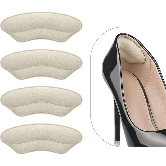 Heel Grips Liner Cushions Inserts for Loose Shoes, Heel Pads Snugs for Shoe Too Big Men Women, Filler Improved Shoe Fit and Comfort, Prevent Heel Slip and Blister (4 Pairs) (Pale Apricot)