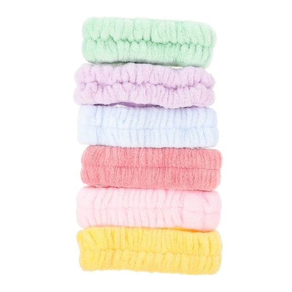 LULULION 6Pcs Elastic Plush Hairbands Simple Design Assorted Color Headbands