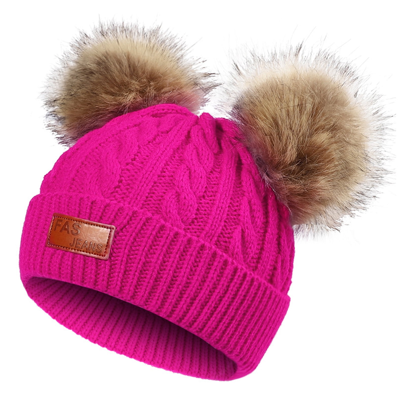 Inkach Toddler Girl Pom Pom Hats Kids Winter Warm Caps Scarf Set Baby Knit Hats