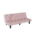 thumbnail image 6 of Convertible Sofa Bed with Adjustable Backrest, Velvet Upholstery, Pink, 66 Inch Length, 50 lbs Weight, 2-Seater, Tufted Design for Living Room Bedroom Apartment Office, 6 of 7