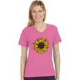 thumbnail image 1 of Sunflower Shirt for Women Girls Summer Cute V-Neck Fitted Women T-Shirt Small Pink, 1 of 5