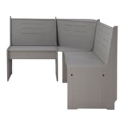 Linon Talon Pine Wood Corner Dining Nook Set with Storage in Gray Finish