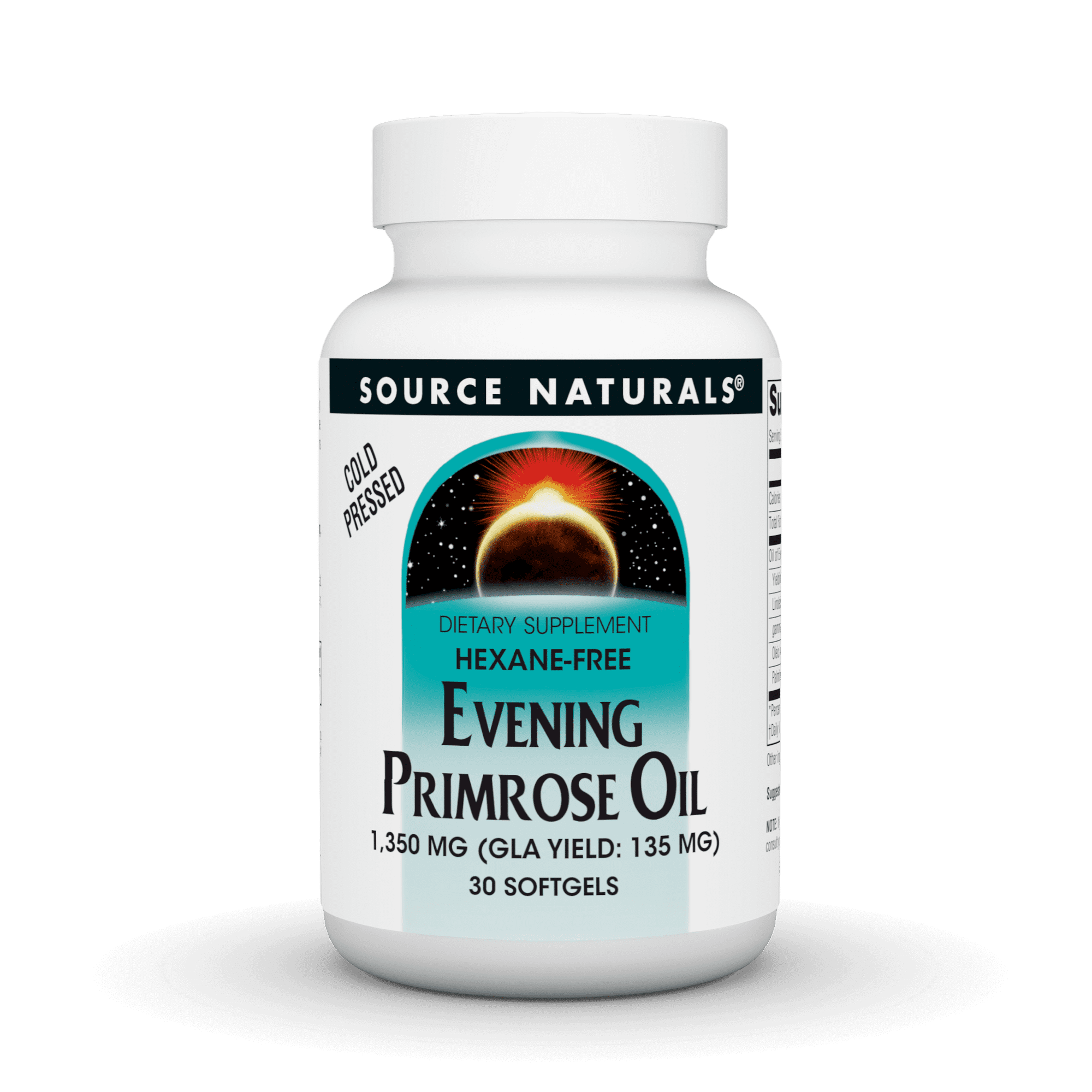 Source Naturals Evening Primrose Oil - Hexane-Free - 1350mg - GLA Yield: 135 mg - Cold-Pressed - 30 Softgels