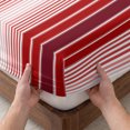 thumbnail image 3 of King Size Fitted Sheet Set - Red Vertical Striped 3 Piece Bedding Sets 16" Deep Pocket Fitted Sheet with 2 Pillowcases, Farmhouse Minimalist Abstract Lines Brushed Microfiber Hotel Luxury Bed Sheets, 3 of 9
