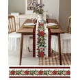 thumbnail image 3 of nqOlkjepod Christmas Poinsettia Table Runner 108 Inches Long Farmhouse Dress Scarves, Winter Xmas Buffalo Red Black Plaid Dining Tablerunner for Coffee Table/Kitchen Island/Party Décor, 13" x 108", 3 of 8