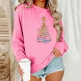 thumbnail image 5 of Uootdi Christmas Long Sleeve Gift Sweatshirts for Women Crewneck Christmas Gnome Wine Glass Cute Santa Hat Xmas Tree Graphic T-S hirts, 5 of 6