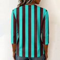 thumbnail image 6 of JULMCOMO Shirts for Women Vertical Striped 3/4 Sleeve Crew Neck Trendy Loose Fit T Shirts Color Block Comfy Summer Tops Blue L, 6 of 6