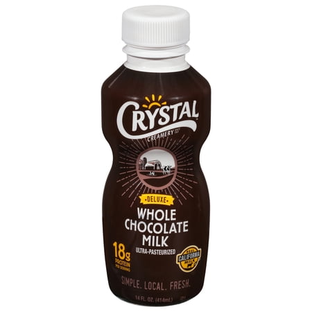 Crystal Creamery Real California Milk Deluxe Whole Chocolate Milk 14 oz Bottle