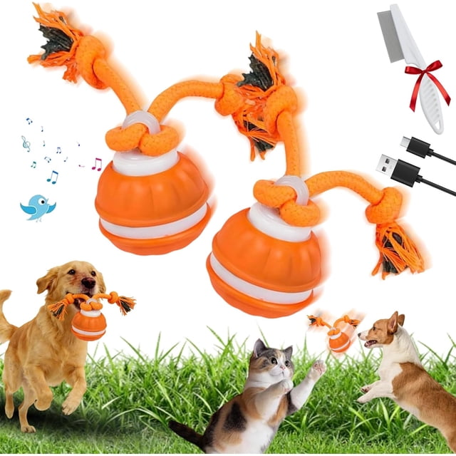 2026 Upgraded Interactive Smart Rolling Pet Ball, USB Rechargeable Motion Activated Squeaky Cat Balls with Birdsong, Durable Tug-Resistant Automated Ball, for Dogs Anxiety Relief & Boredom (E)