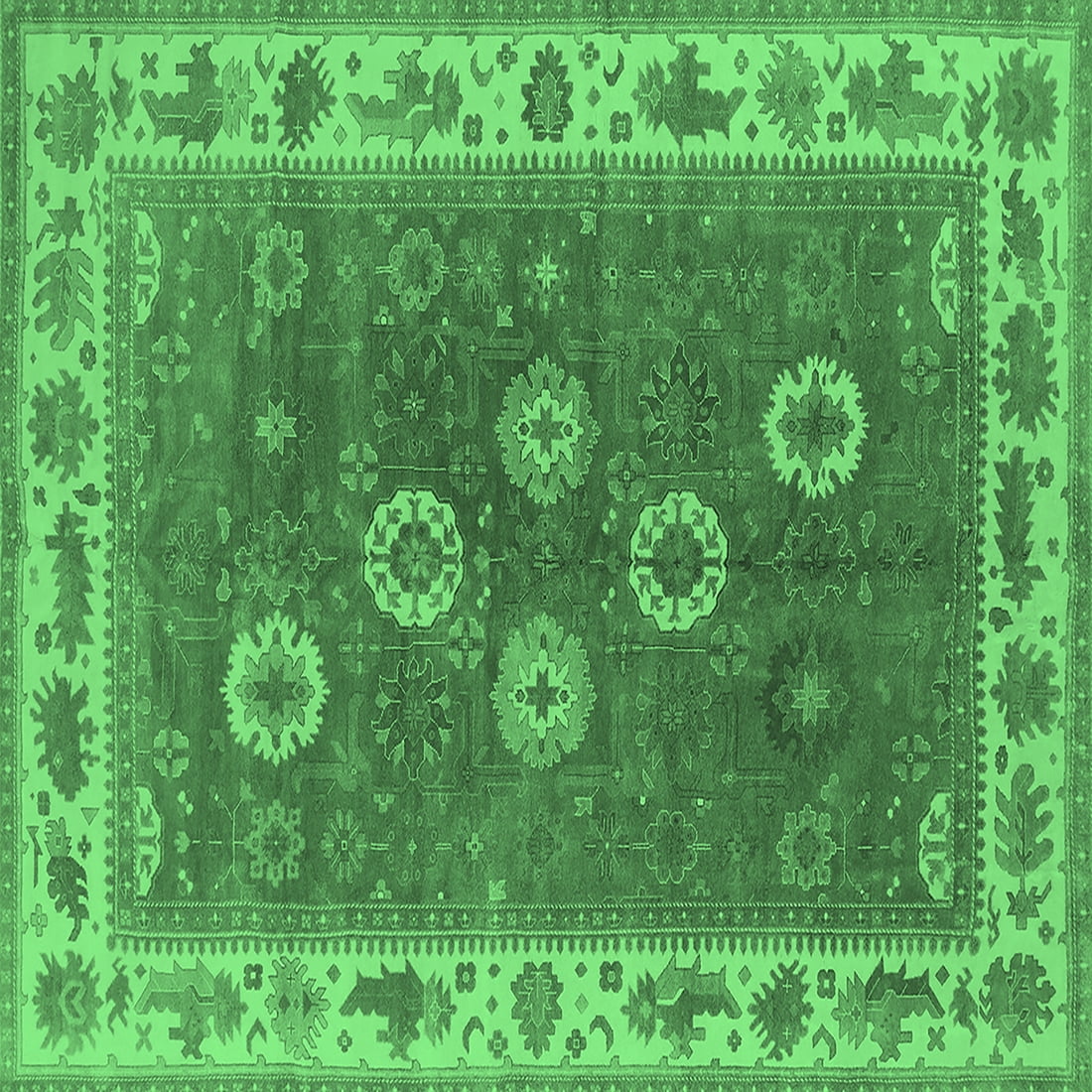 Ahgly Company Indoor Square Oriental Emerald Green Traditional Area Rugs, 4' Square