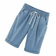 thumbnail image 3 of Hi,Fancy Shorts Courts Taille Élastique Shorts Amples Femme Tenues d'Été, Bleu, L, 3 of 6