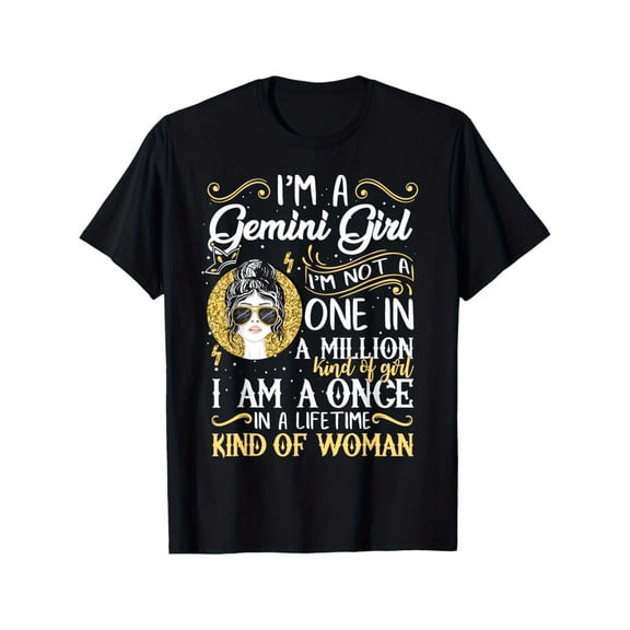 Women's Gemini Zodiac Birthday T-Shirt - Funny "Kind of Woman" Gemini Quote Graphic Tee - Black Shirt with Yellow Text - May/June Birthday Gift for Gemini Women - Astrology Apparel - Regular Fit