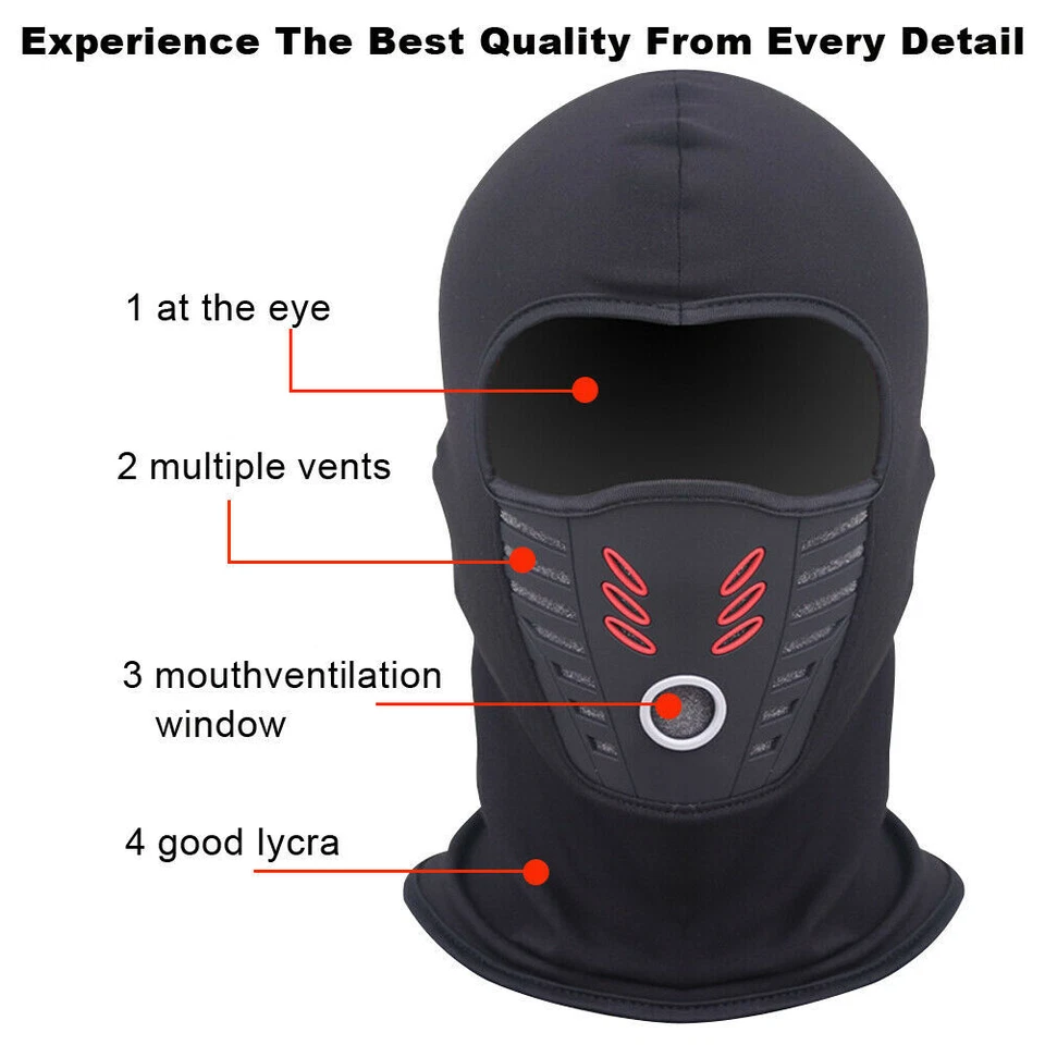 FLINT - 2Pack Mens Balaclava Ski Full Face Mask Uv Protection Motorcycle Hood Helmet Hat
