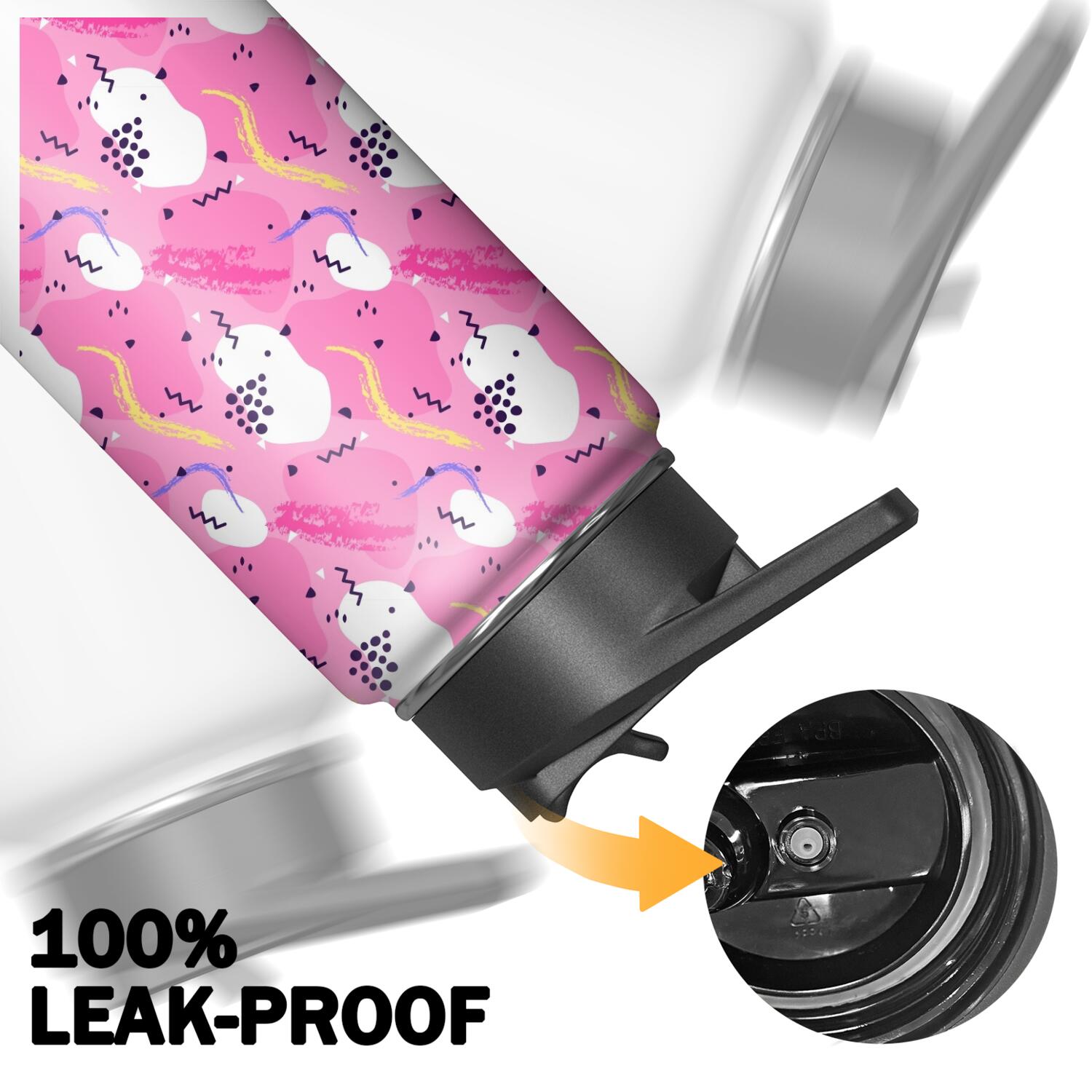 Modern 18 oz Insulated Stainless Steel Water Bottle with Straw & Cleaning Brush , Leakproof, BPA-Free, 304 Stainless Steel, Wide Mouth, Travel Mug for Car, Gym, Office