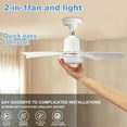 thumbnail image 5 of Socket Fan Light with Remote, 20.5in Small Ceiling Fan with 3-Speeds, Dimmable LED, E26/E27 Base, 6 Blades Light Socket Fan for Kitchen Bedroom, 5 of 9