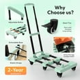 thumbnail image 2 of Folding Hand Truck 500lbs, Portable Heavy Duty Dolly Cart, 6 Wheels Collapsible Luggage Cart with 2 Elastic Ropes - Compact Trolley Cart for Easy Moving - Ideal Hand Cart for Travel and More, 2 of 6