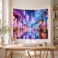 thumbnail image 5 of Neon City Alley Beneath Cascading Wisteria, Dreamy Anime for Gamers, Glowing Urban Night Decor, Housewarming Gift, Tapestry Wall Hanging for Bedroom and Gaming Room, 5 of 7