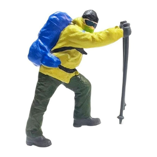 Figuras de personas escaladoras a escala 1/87 Figuras de personas montañeras para dioramas en miniatura amarillo y azul