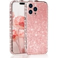 thumbnail image 4 of for iPhone 14 Pro Max Bling Glitter Case for Women Cute Diamond Rhinestone Shiny Sparkly Acrylic Sticker Back Plating Metal Bumper Frame Edge Protective Cover Fashion Luxury Rose Gold, 4 of 7
