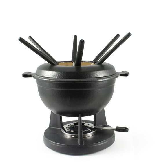 Swissmar Lucerne Ensemble de Fondue en Fonte Noir Mat 12 Pcs, 2 L