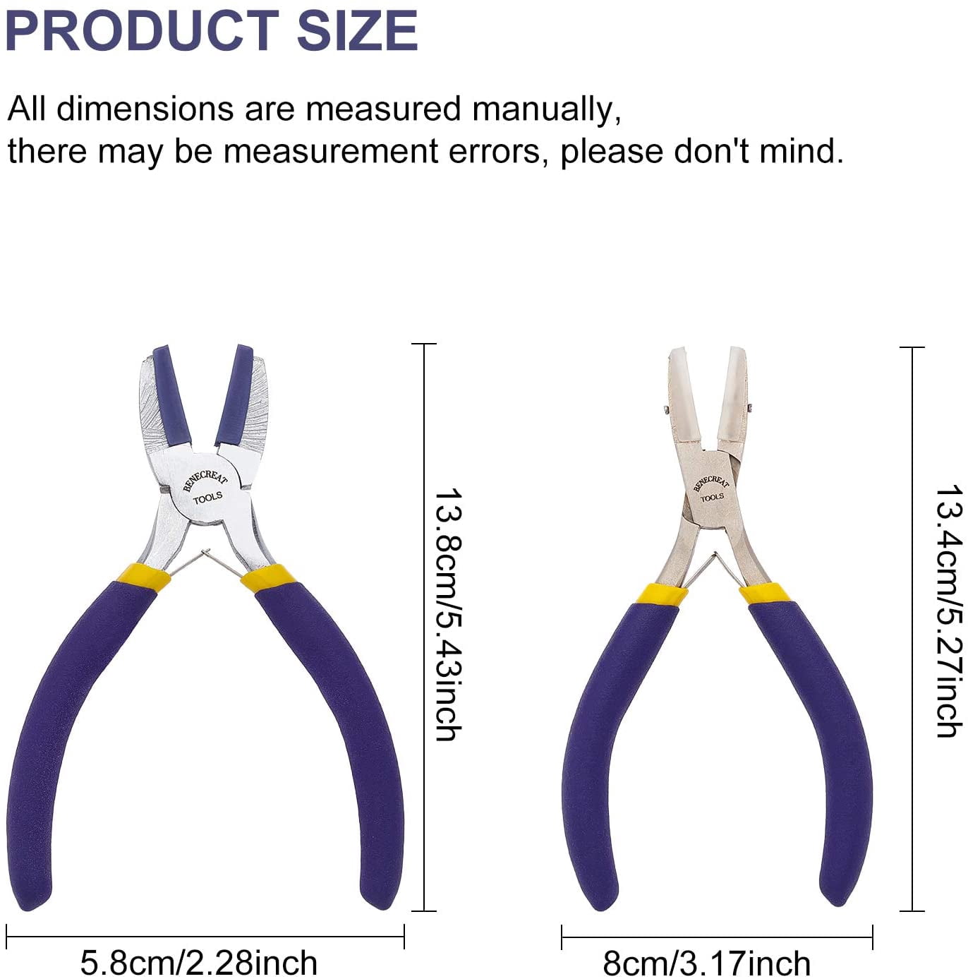 BENECREAT 2 Pieces Double Nylon Jaw Plier Set Wire Forming Pliers with Clear and Blue Jaws for DIY Beading Craft Making Project Double Nylon Jaw Pliers