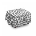 thumbnail image 1 of Fish Ottoman Cover, Deep Ocean Monochrome Design, 2 Piece Slipcover Set with Ruffle Skirt for Square Round Cube Footstool Decorative Home Accent, Standard Size, Charcoal Grey White, by Ambesonne, 1 of 5