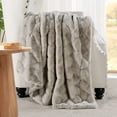 thumbnail image 3 of Home Soft Things Jacquard faux fur throw - 50x60" - Taupe, 3 of 9