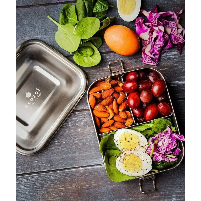 Stainless Steel Eco Lunch Box, Leak Proof, 3 Compartment, 35 Oz or