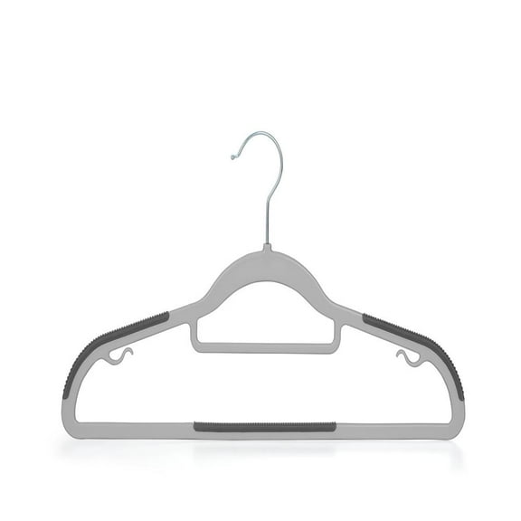 50 Pcs. Non-Slip Plastic Clothes Hanger - Durable and Space-Saving Closet Organizers (Grey)