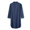 thumbnail image 3 of Baqcunre Graphic Tees Men Men'S Casual Fashion Muslim Long Sleeve Button Solid Color Shirt Robe Long Sleeve Shirts For Men Tops For Men Navy XL, 3 of 7