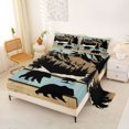 thumbnail image 2 of Castle Fairy Jungle Moutain Bear King Sheets 4pcs,Rustic Animal Bedding,Blue Beige Black,1 Fitted Sheet, 1 Flat Sheet and 2 Pillowcases, 2 of 6