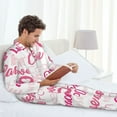 thumbnail image 6 of Hirioo Breast Cancer Pink Ribbons Awareness (2) for Men's Pajama Sets 2 Piece Pjs Men's Long-Sleeved Pajama Set Button Down Sleepwear,S-XXL-X-Large, 6 of 7