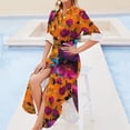 thumbnail image 4 of 2024 Retro Flower Print Casual Dress Mystic Botanical Stylish Dresses Long Sleeve Beach Women V Neck Design Oversize Chiffon Dress, 4 of 7