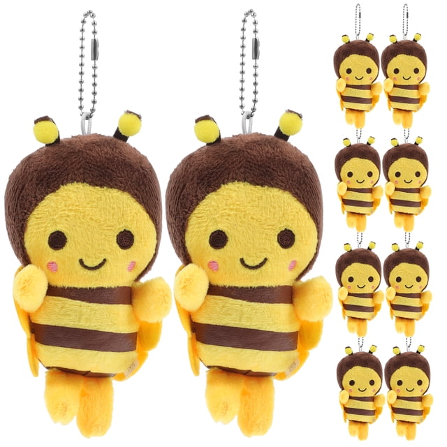 10 llaveros de abeja de peluche, colgantes para mochila, llaveros y otros objetos decorativos.