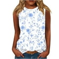 thumbnail image 3 of Jsaierl Women's Summer Tank Tops 2025 Crew Neck Floral Solid Loose Fit Casual Sleeveless Flowy Boho Tunic Shirts Plus Size, 3 of 5
