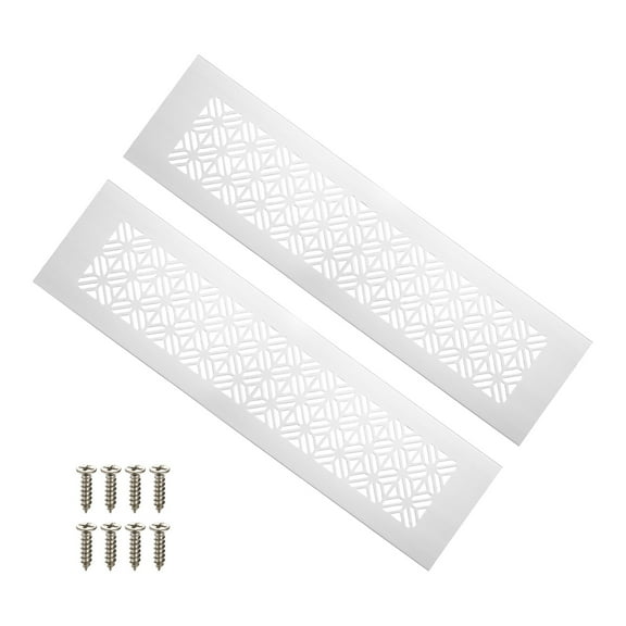 10 x 3 Inch Door Air Vent Cover, 2 Pack Heavy Duty Aluminum Grille Ventilation Cover Louvered with Mounting Screws for Cabinet Wardrobe Door, Light Grey