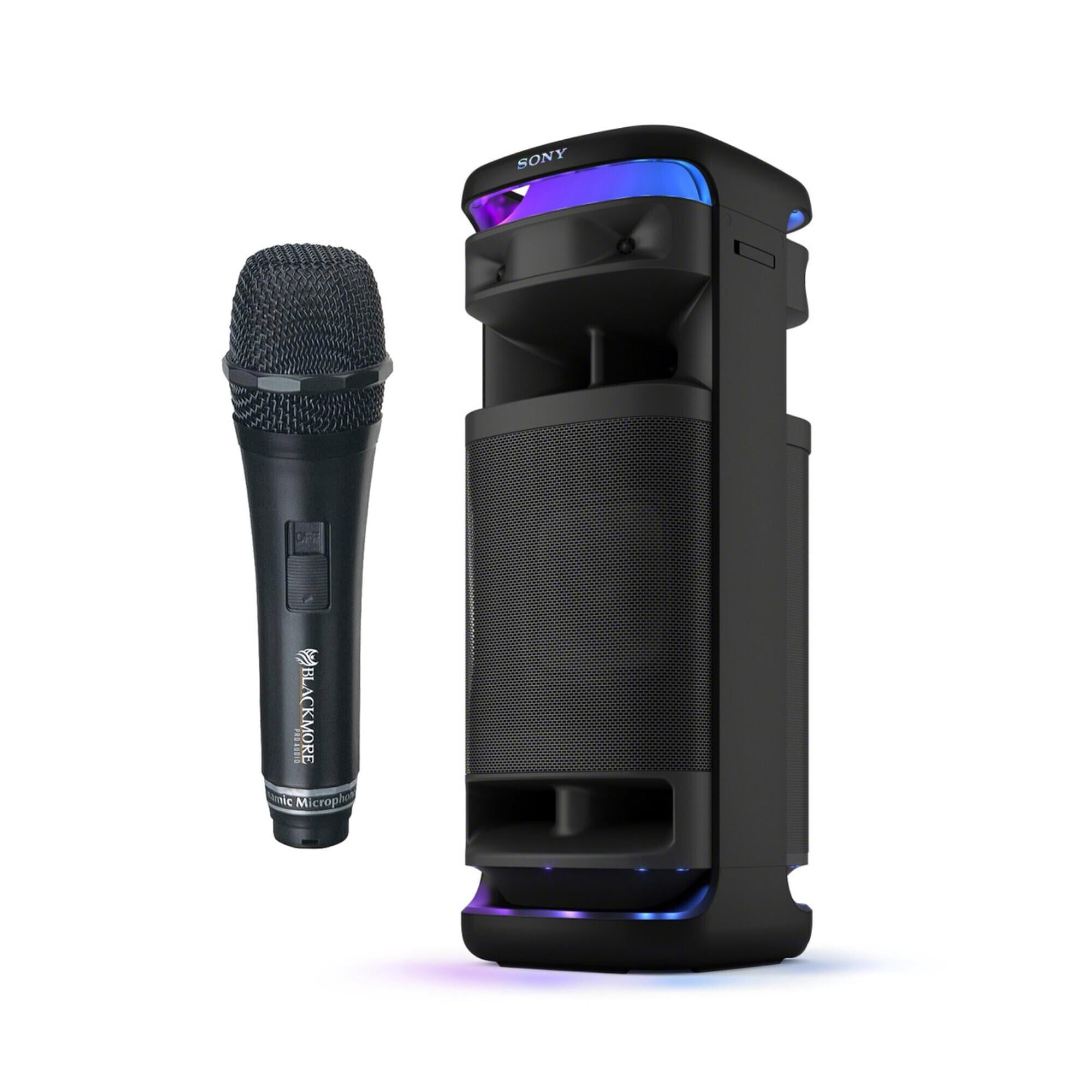 Sony ULT TOWER 10 Party Speaker (Black) Bundle with Wired Unidirectional Dynamic Microphone with 10 Feet Cable (Black)