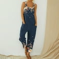 thumbnail image 2 of 2022 Summer Jumpsuit for Women Casual Boho Solid Pockets Romper Long Playsuit Strap Button Jumpsuits Overall, 2 of 5