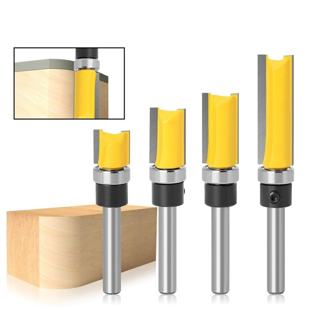 23pcs Tungsten Carbide Flush Trim Pattern Router Bit Set with Bearing Milling Cutter for Wood Woodworking End Mill