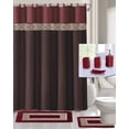 thumbnail image 2 of Complete Bathroom Set Modern Print Design Burgundy Non Slip Chenille Shower Curtain and Liner 72x72 Inch Machine Washable 19 Count, 2 of 2