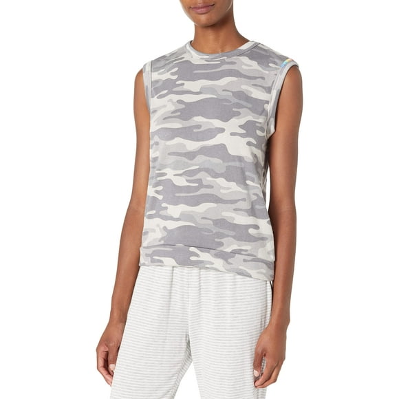 PJ Salvage Women's Loungewear Camo Cool Tank, Moon Grey, L