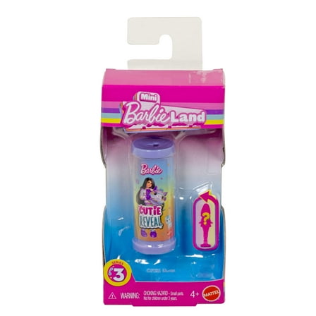 Barbie Mini Barbie Land Color Reveal Mermaid Dolls, 1.5-inch Doll with Surprise Water Reveal (Styles May Vary), Series 3