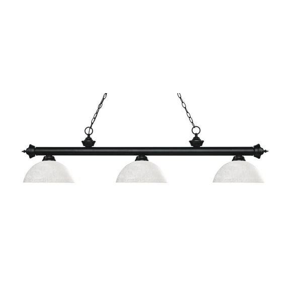 3 Light Island/Billiard In Craftsman Style 14 Inches Wide By 12.75 Inches High-Matte Black Finish-White Linen Glass Color Z-Lite 200-3Mb-Dwl14