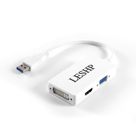 USB3.0 to HDMI+DVI+VGA Adapter (3 in 1) Connect Additional Display Devices CRT/LCD Monitor, Projector to Desktop or Notebook