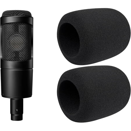 SOULWIT 2Pcs Microphones Pop Filter for Audio-Technica ATH AT2035 Cardioid Condenser, Protective Mic Cover Windscreen Foam - Black