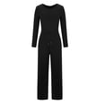 thumbnail image 6 of Azrian Womens Fall and Winter Loungewear Suit Sports Set Women's Casual Solid Color Round Neck Pocket Long Sleeve Jumpsuits, 6 of 8