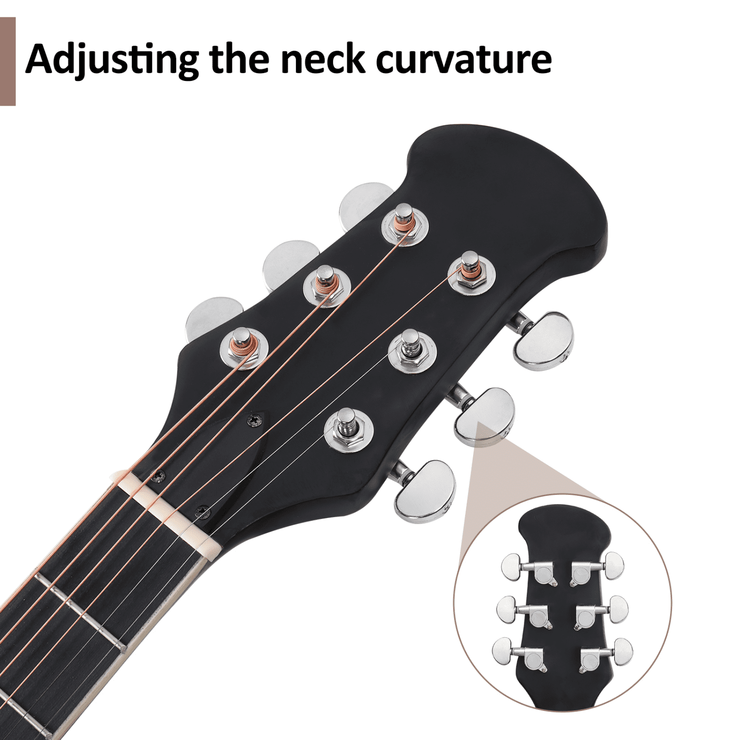 Hassch 41 inch Full Size Beginner Acoustic Guitar Starter Set with Bag and Wrench Tool, Black